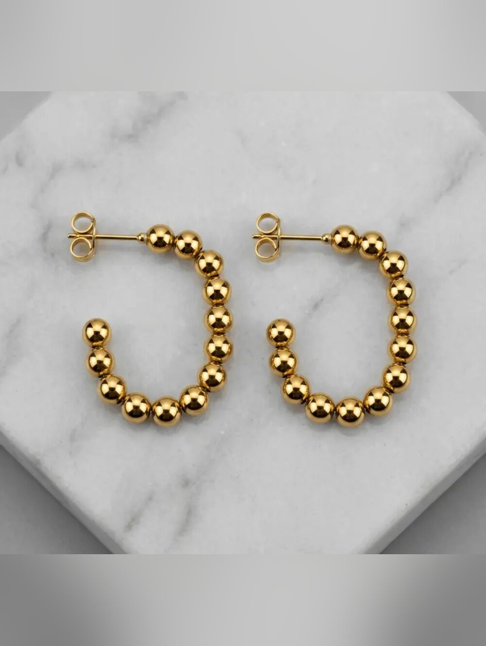 18 KT Gold Over Titanium Ball Earrings